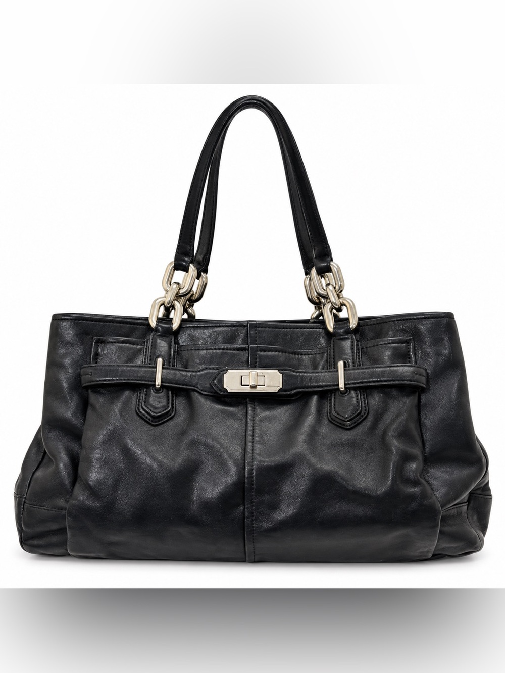 Coach Chelsea Jayden 17811 Black Leather East West Carryall Satchel